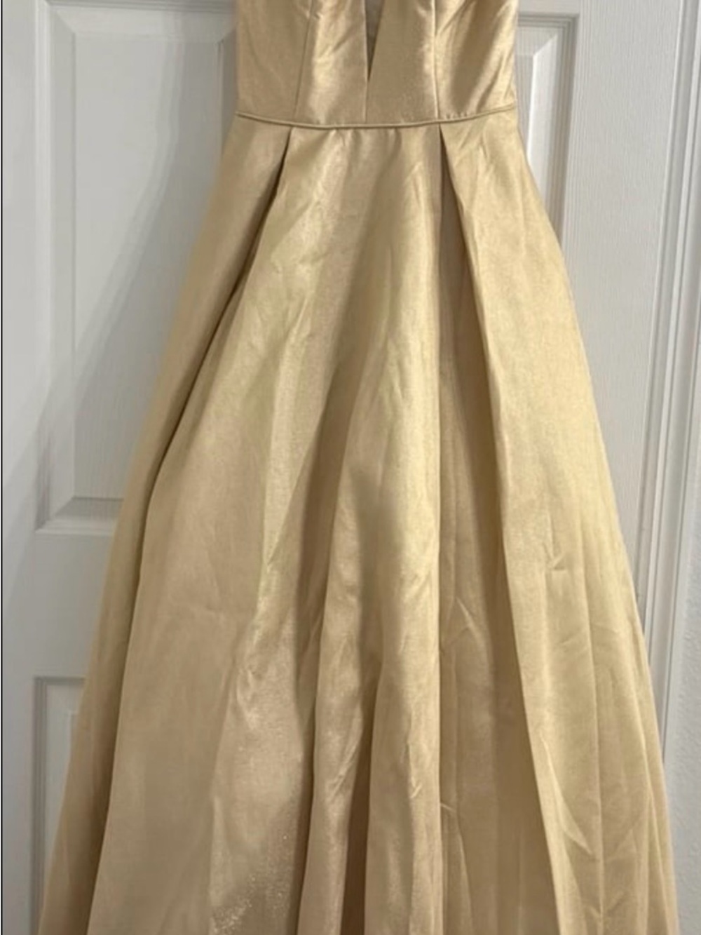 Camille La Vie Gold V-Neck Gown - Picture 3 of 10
